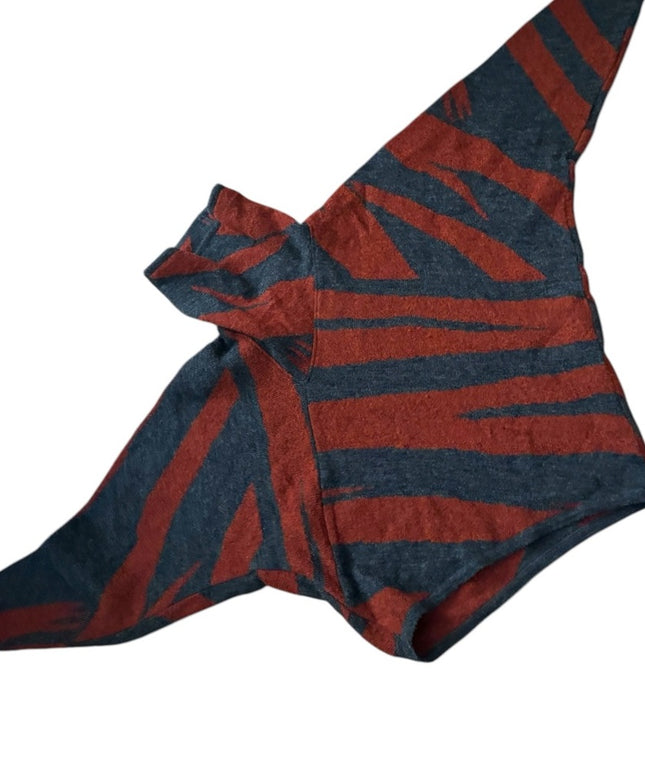 Stylish Vintage 1980s Issey Miyake Red Black Patterned Modernist Sweater turtle