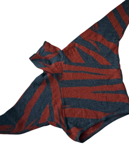 Stylish Vintage 1980s Issey Miyake Red Black Patterned Modernist Sweater turtle