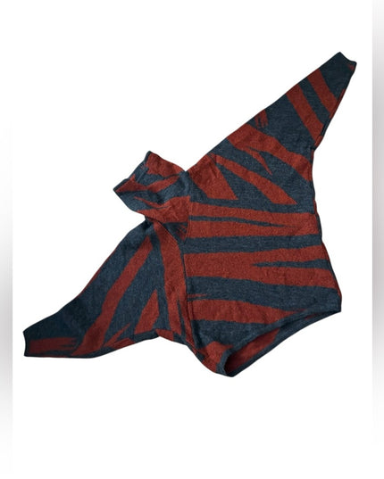 Stylish Vintage 1980s Issey Miyake Red Black Patterned Modernist Sweater turtle