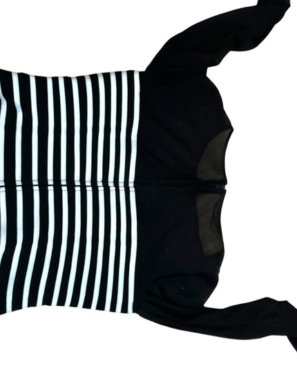 Vintage Joseph Ribkoff Chic Black and White Striped Top Back
Zip Dress evening