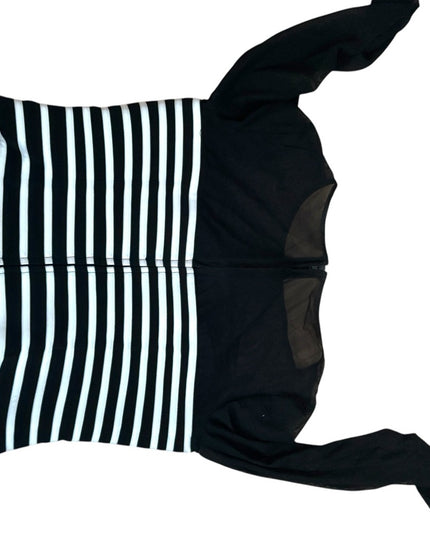 Vintage Joseph Ribkoff Chic Black and White Striped Top Back
Zip Dress evening
