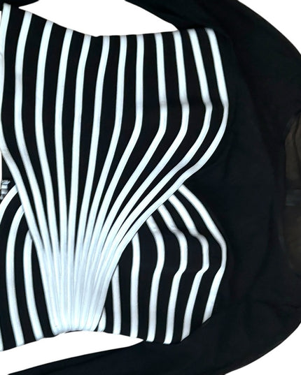 Vintage Joseph Ribkoff Chic Black and White Striped Top Back
Zip Dress evening
