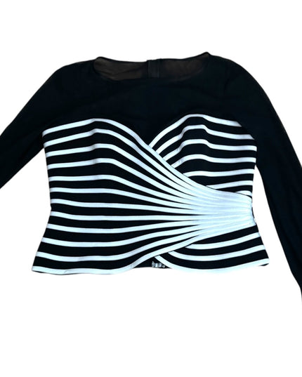 Vintage Joseph Ribkoff Chic Black and White Striped Top Back
Zip Dress evening