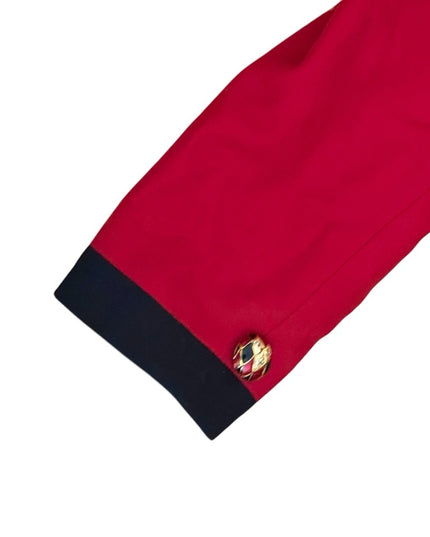 Vintage Nina Ricci Chic Red Blazer with Black Trim Enamel buttons 1980s