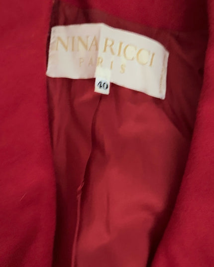 Vintage Nina Ricci Chic Red Blazer with Black Trim Enamel buttons 1980s