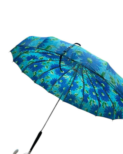 Floral Vintage 1960s Blue flowers Umbrella Parasol