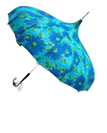 Floral Vintage 1960s Blue flowers Umbrella Parasol