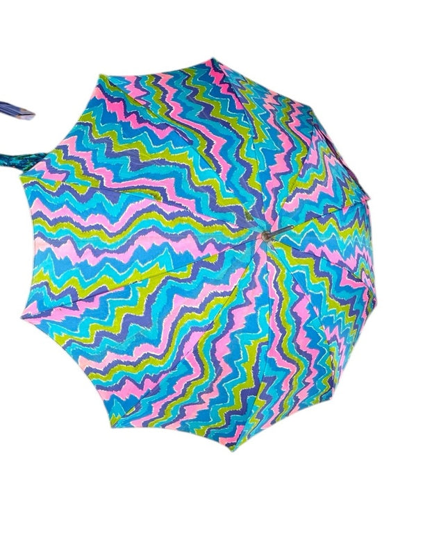 Colorful Vintage 1960s Chevron Pattern Umbrella