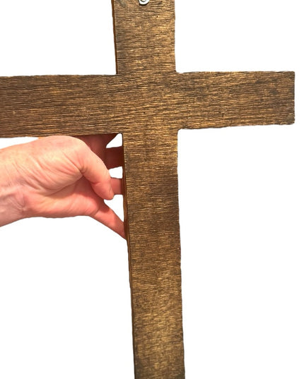 Antique  French signed Hand made Carved detailed Wooden Jesus Crucifix Wall Huge