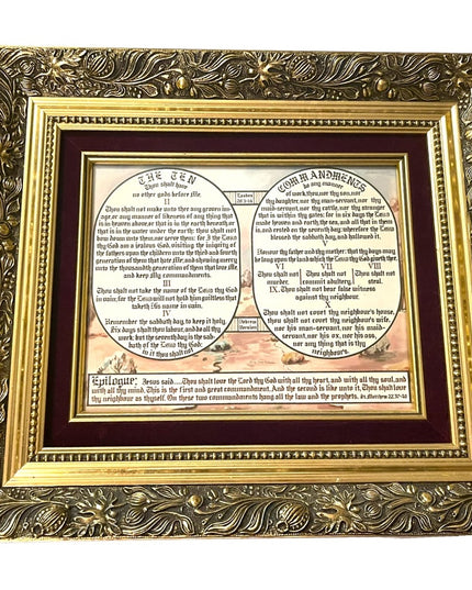 Vintage Gold gilt Solid wood ornate framed Dionne Simpson 10 Commandment…