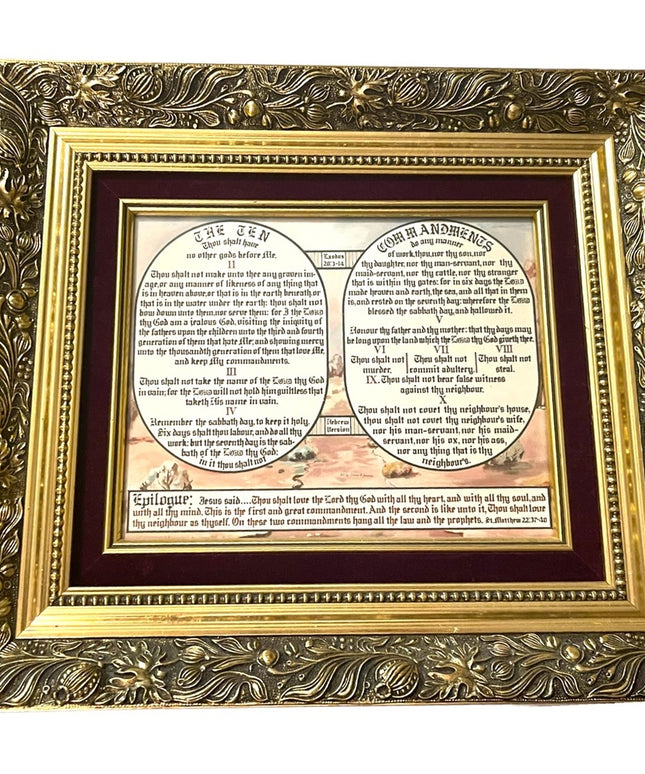 Vintage Gold gilt Solid wood ornate framed Dionne Simpson 10 Commandment…