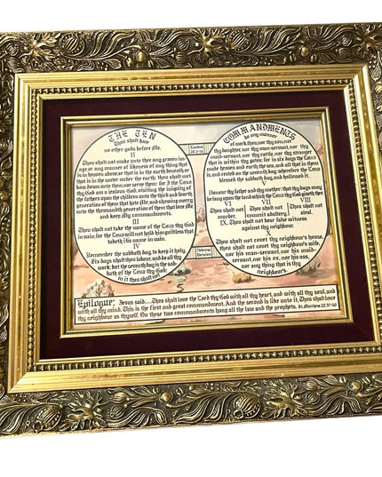 Vintage Gold gilt Solid wood ornate framed Dionne Simpson 10 Commandment…