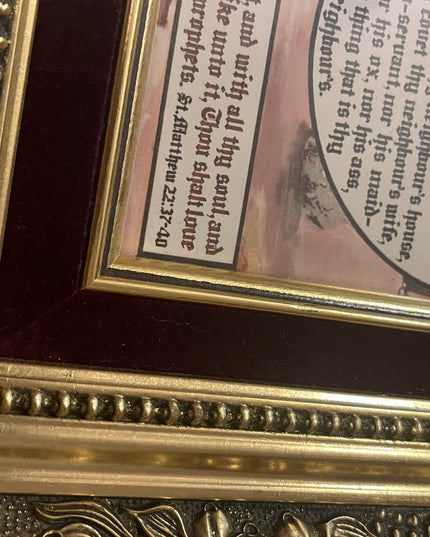 Vintage Gold gilt Solid wood ornate framed Dionne Simpson 10 Commandment…