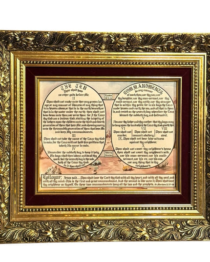 Vintage Gold gilt Solid wood ornate framed Dionne Simpson 10 Commandment…
