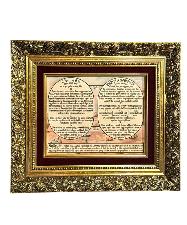 Vintage Gold gilt Solid wood ornate framed Dionne Simpson 10 Commandment…