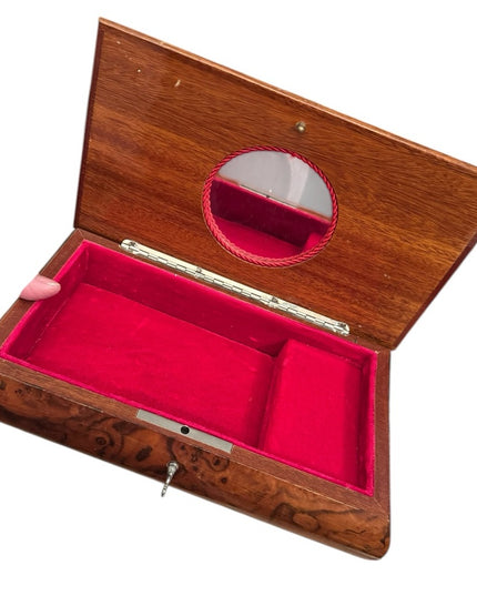 Vintage Wooden Jewelry Box Floral Inlay Sorrento Italian  Music Box Italy 1950s