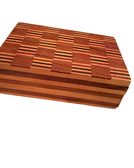 Vintage small trinket Handcrafted Wooden Box with Striped inlay Design
