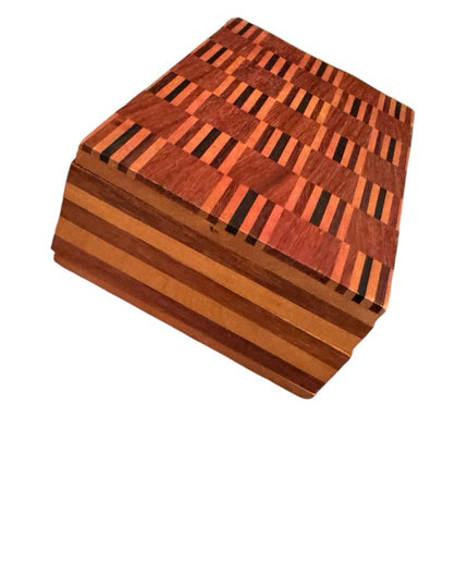 Vintage small trinket Handcrafted Wooden Box with Striped inlay Design