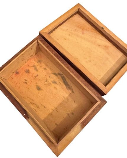 Vintage small trinket Handcrafted Wooden Box with Striped inlay Design