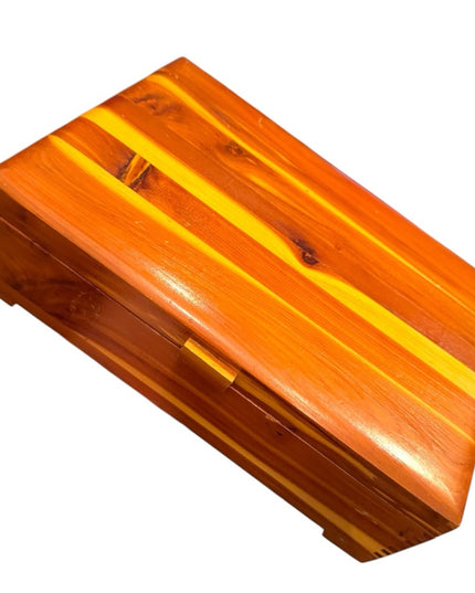 Vintage 1970s Handcrafted Wooden Cedar Jewelry trinket Box