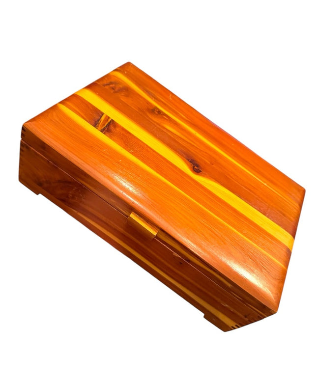 Vintage 1970s Handcrafted Wooden Cedar Jewelry trinket Box