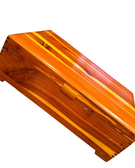 Vintage 1970s Handcrafted Wooden Cedar Jewelry trinket Box