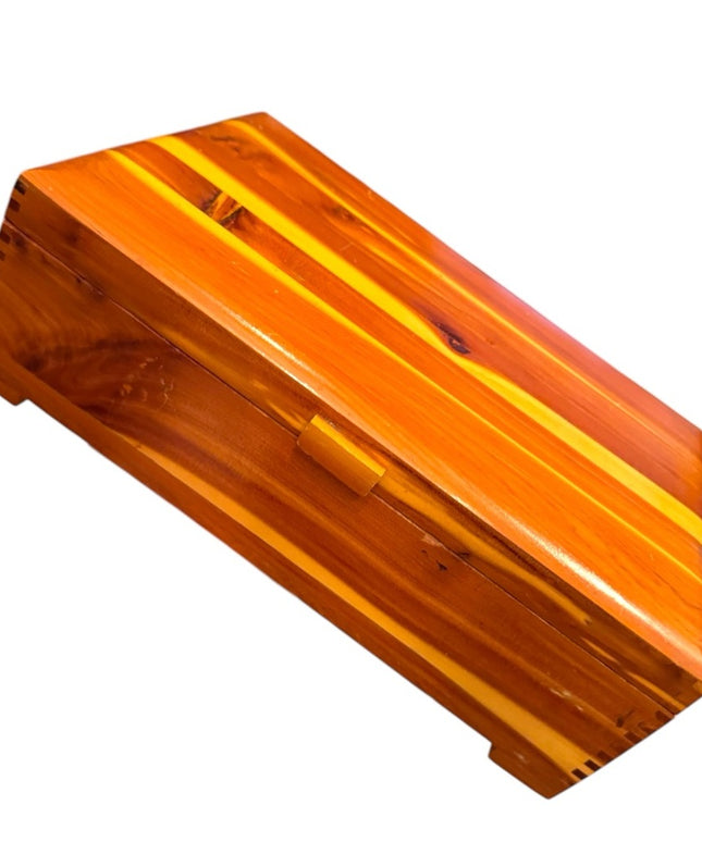 Vintage 1970s Handcrafted Wooden Cedar Jewelry trinket Box