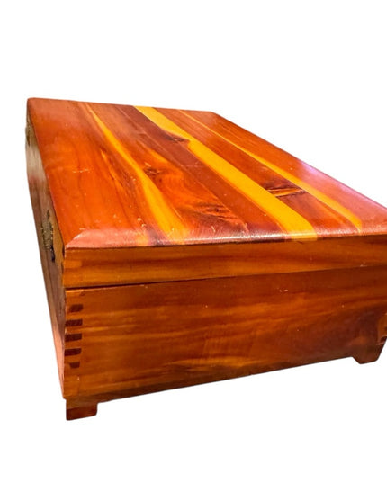 Vintage 1970s Handcrafted Wooden Cedar Jewelry trinket Box