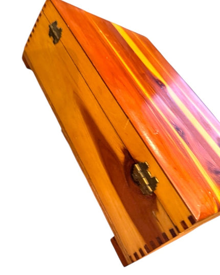 Vintage 1970s Handcrafted Wooden Cedar Jewelry trinket Box