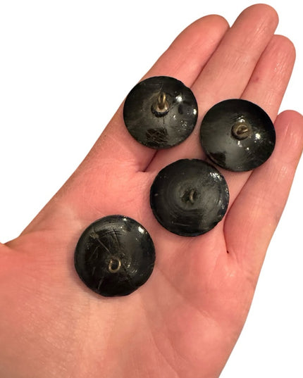 4 Antique Victorian Black glass carved scrollwork Decorative Buttons 1800s
