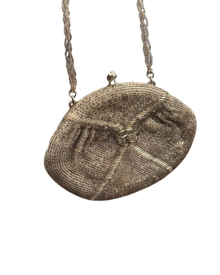 Beaded Vintage 1960's De Pinna Evening Bag Purse Silver Seed Cocktail Wedding