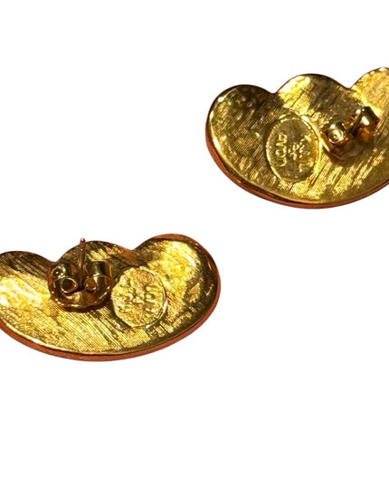 Vintage KJL for Avon Gold and Orange enamel crystal rhinestone Earrings