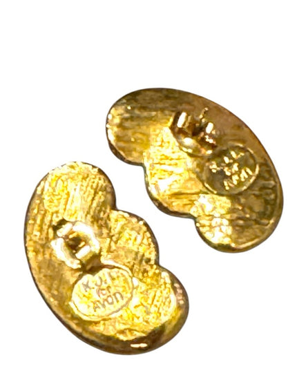 Vintage KJL for Avon Gold and Orange enamel crystal rhinestone Earrings