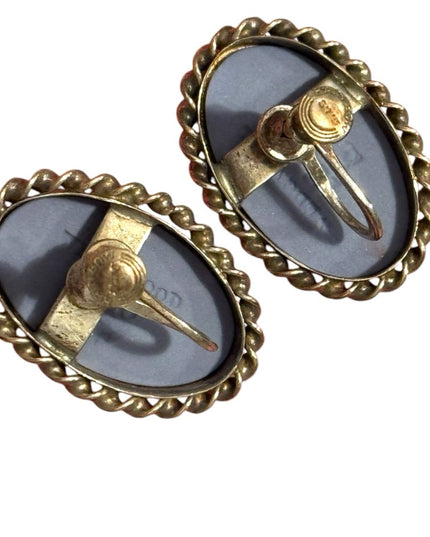 Vintage  Wedgewood Blue angel sterling Rainbow Cameo Earrings with twisted trim