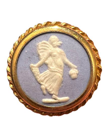 Vintage  Wedgewood Blue angel sterling Rainbow Cameo Earrings twisted trim