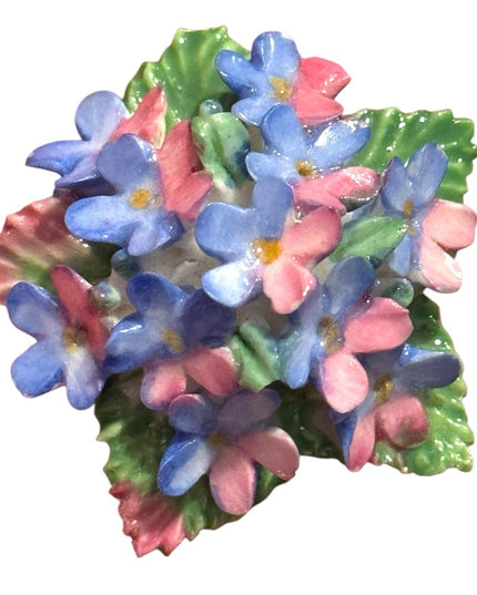 Floral Brooch with Blue and Pink Flowers Vintage England Floral