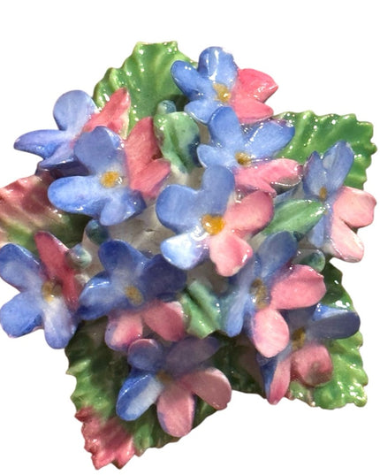 Floral Brooch with Blue and Pink Flowers Vintage England Floral