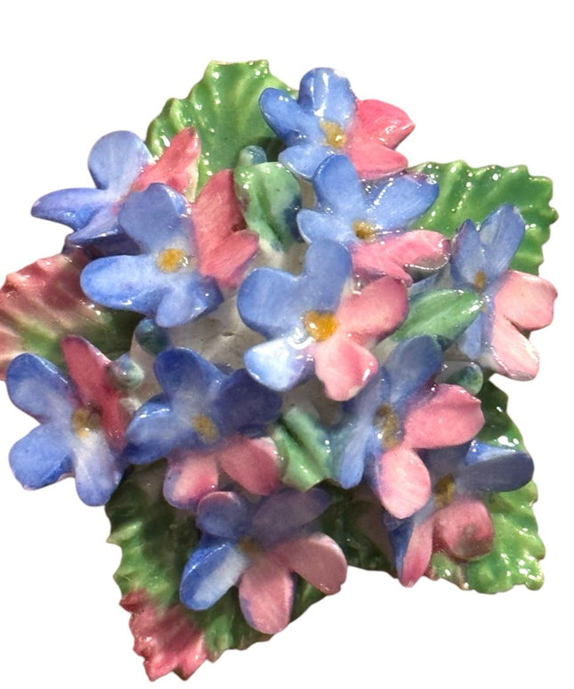 Floral Brooch with Blue and Pink Flowers Vintage England Floral