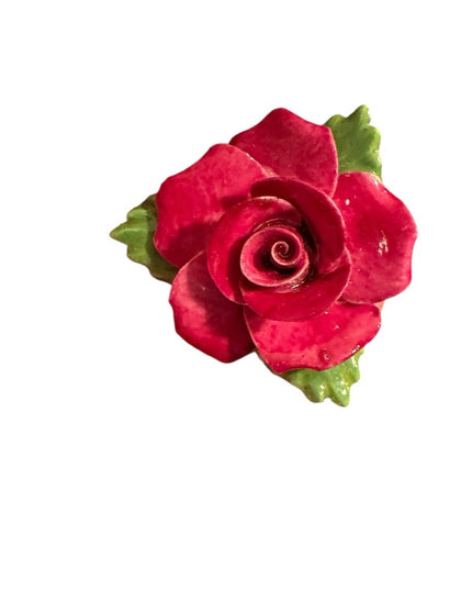 Vintage Ceramic Red Rose Brooch