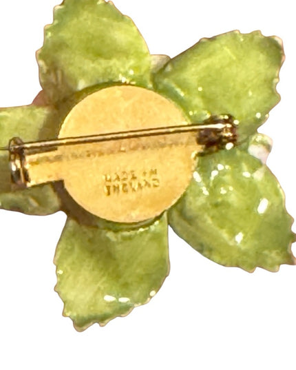 Floral Vintage Ceramic Brooch with Yellow and Purple Flowers