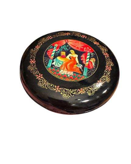 1950's Vintage Mstera Art USSR Wooden Lacquer Box Hand Painted Palekh Signed