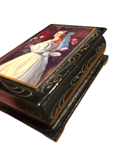 Vintage Bride Jewelry Box Small Russian Lacquer Hand-Painted Jewelry Box