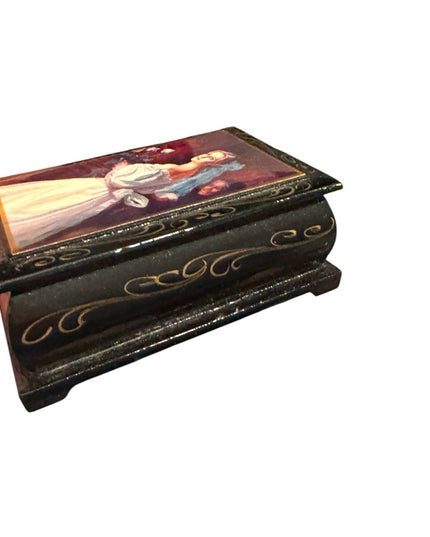 Vintage Bride Jewelry Box Small Russian Lacquer Hand-Painted Jewelry Box