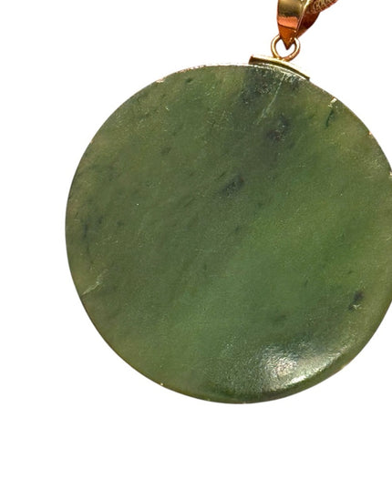 Vintage Green Jadeite Pendant with Gold filled etched Eagle Silver