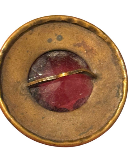Antique Victorian Purple Paste glass Brass Round collectible button