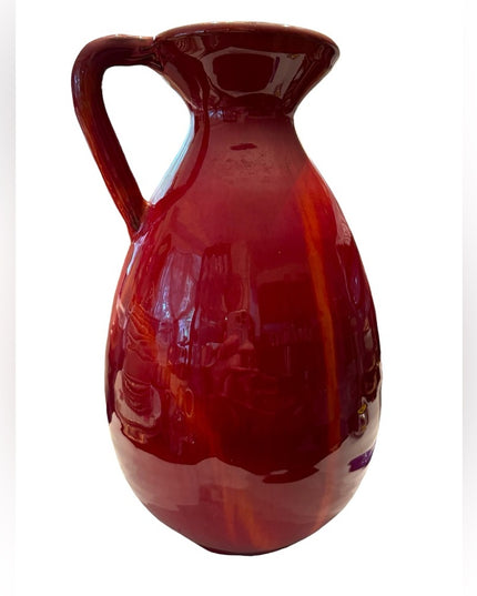 - X-LARGE VINTAGE BLUE MOUNTAIN POTTERY RED FLAMBE GLAZE VASE STUNNING CANADA