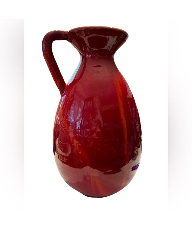 - X-LARGE VINTAGE BLUE MOUNTAIN POTTERY RED FLAMBE GLAZE VASE STUNNING CANADA