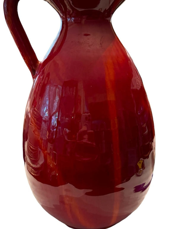 - X-LARGE VINTAGE BLUE MOUNTAIN POTTERY RED FLAMBE GLAZE VASE STUNNING CANADA