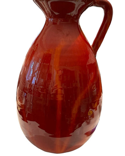 - X-LARGE VINTAGE BLUE MOUNTAIN POTTERY RED FLAMBE GLAZE VASE STUNNING CANADA