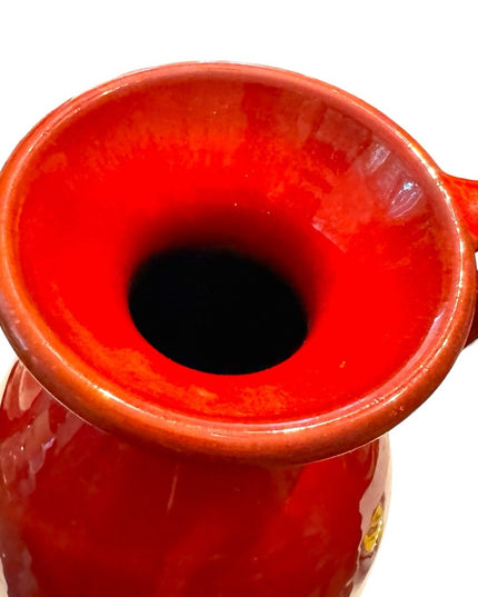 - X-LARGE VINTAGE BLUE MOUNTAIN POTTERY RED FLAMBE GLAZE VASE STUNNING CANADA